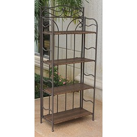 International Caravan Wicker Resin 4-Tier Baker Rack, Antique Brown