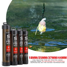 Sougayilang 5M PVA Net Bag, 18/25/37/44 mm Wide PVA Net Accessories for Carp Fishing with Funnel and Piston System, Fast Melting Fishing Refill Pack for Carp, Bait, Feeder