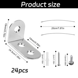 24 Pcs Furniture Anchors,Anti-Fall Wardrobe Wall Safety Fixings,Safety Stainless Steel Furniture Wall Anchors,Baby Proofing Metal Anti-Tip Furniture Straps kit for Baby Pet Proofing Safety