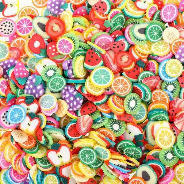 6000Pcs Fruit Nail Art Slices, 3D Fruit Slices Polymer Clay Slices Slime Charms Fimo Slices for Lip Gloss Making Supplies Resin and Nail Art Decorations