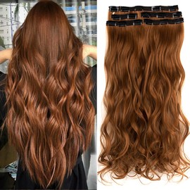 WEICHENS Women Clip in Hair Extensions 16 Clips Full Head Thick Double Weft Synthetic Hair Wavy Curly Hairpieces
