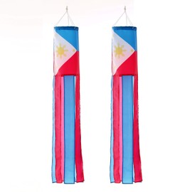 Philippines Filipino Flag WindSock 2 Pack Stripes Wind Socks For Yard And Garden Flag,Front Porch Hanging Waterproof Suitable For Every Season ,40Inch.