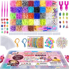 Vatzon Loom Band Kit - Loom Bands Starter Kit Include 3100+ Rubber Bands with 30 Unique Color Friendship Bracelet Making Kit Contain Everything for Fun
