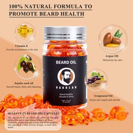Varolan Mens Beard Oil Capsules,Natural Beard Oil for Men,Naturally Ingredients with Argan Oil,Grapeseed Oil,Jojoba Oil and Vitamin E for Softening and Moisturizing Beard (Cedarwood)