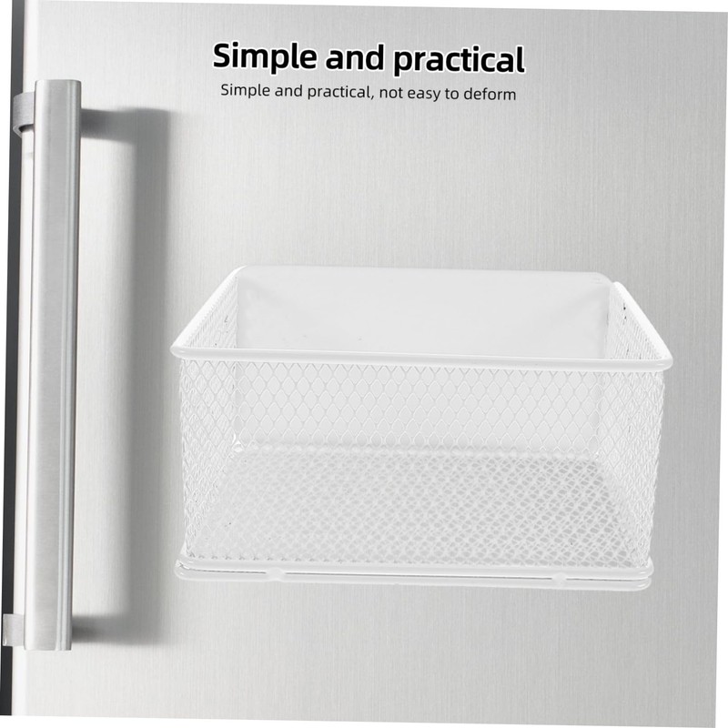 TEHAUX Magnetic Fridge Side Organizer Compact Mesh Basket for Garlic