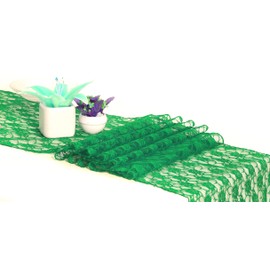 MDS - Juego de 10 caminos de mesa de encaje de 12 x 108 pulgadas para bodas, decoraciones para fiestas de cumpleaños, banquetes, graduaciones, compromisos y corredores para rectángulo, mesa redonda, color verde