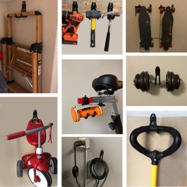 Garage Storage Hooks, Steel Wall Mount Hooks, Garage Garden Tool Storage Organizer, 6 Pack (Type-1)