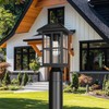 Diyel Solar Outdoor Post Light Fixture, Dusk to Dawn Exterior