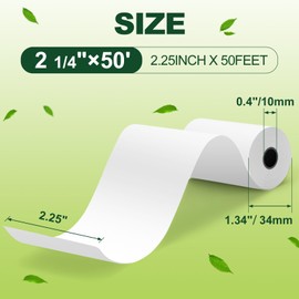 TUXIYA 2 1/4"x50' Thermal Paper Receipt Rolls,12 Rolls of Thermal Printer Paper, BPA Free Thermal Paper Rolls, Fits All 58mm Thermal POS Printer, Premium Quality Receipt Paper Rolls