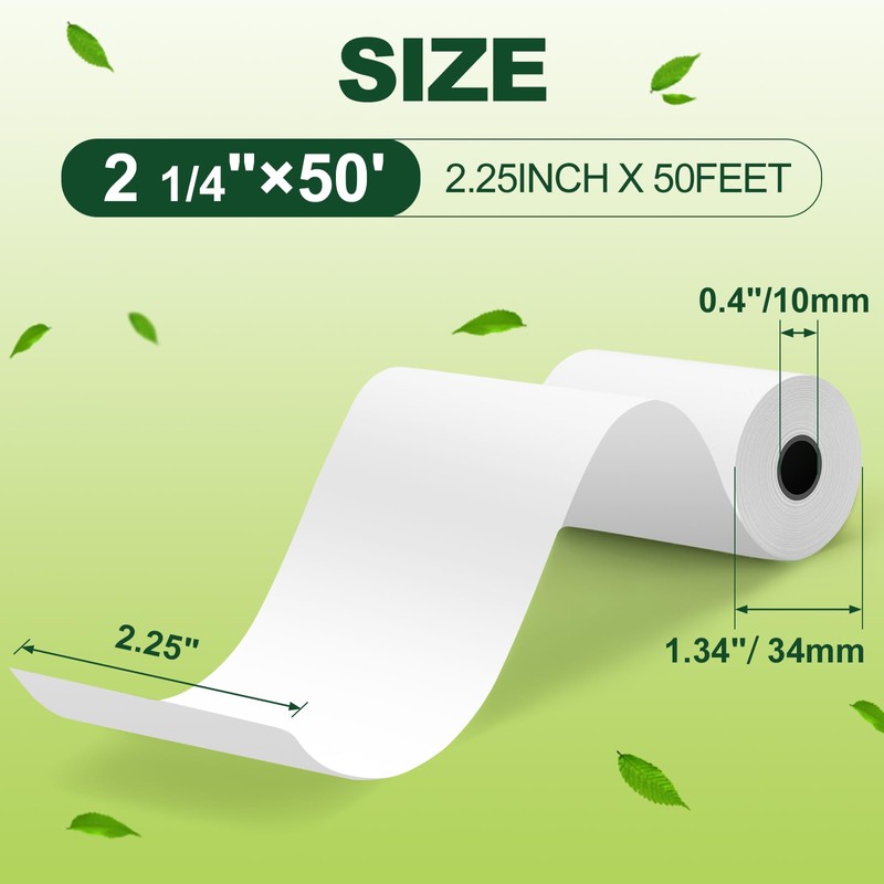 TUXIYA 2 1/4"x50' Thermal Paper Receipt Rolls,12 Rolls of Thermal
