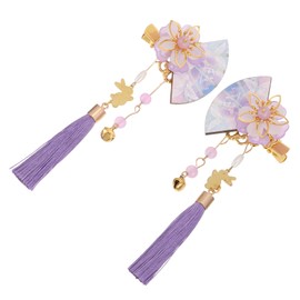 FRCOLOR 2pcs Hairpin Flower Hair Clips for Women Hair Accessories for Women Wedding Flowers Hair Clip Flower Fan Hair Pin Japanese Style Hair Clip Girl Zinc Alloy Purple Clockwork Child