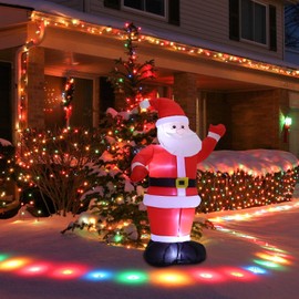 Warmiehomy 4FT Christmas Inflatables Santa Claus, Outdoor Xmas Decorations Built-in LED Light Blow Up Yard Inflatable Christmas Decorations for Indoor Garden Shopping Mall