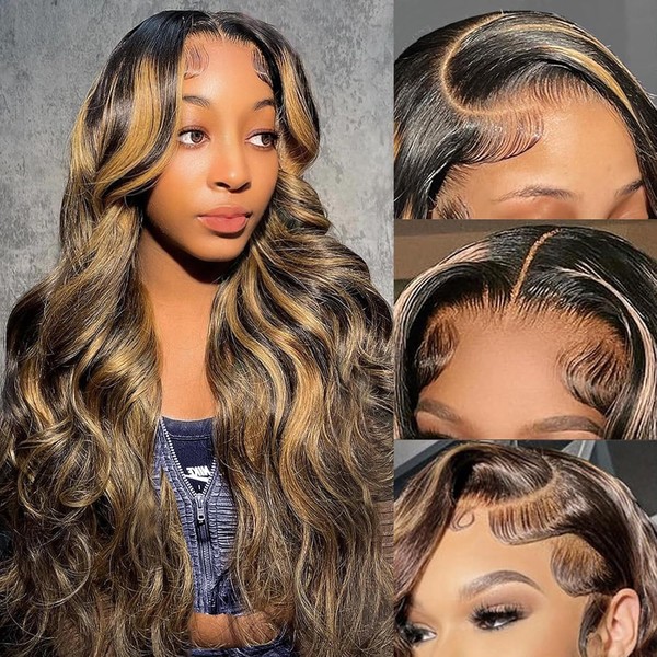 13x6 Ombre Lace Front Wig Human Hair Pre Plucked Highlight