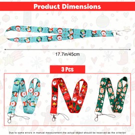 3 Pieces Christmas Lanyards for ID Badges,Teacher Lanyards Office Lanyards with Swivel Hook for Kids Men Women Girls,Seasonal Holiday Neck Keys Lanyards for Id Badge Keychain Gifts