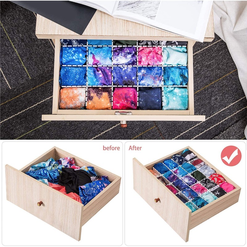 Flytianmy 40Pcs Drawer Dividers, Adjustable Drawer Organizer for Socks, Underwear,
