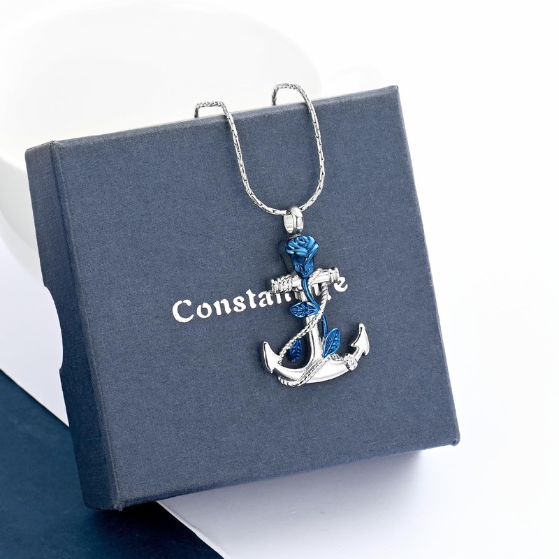 constantlife Anchor Pendant Urn Necklace for Ashes for Women Men