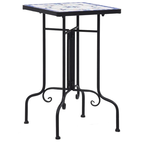 SVRCK Charming Blue and White Mosaic Side Table for Garden