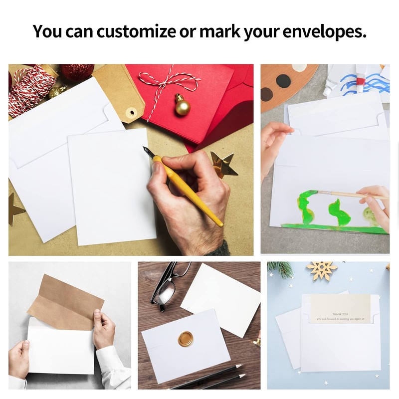 50 Pack 5x7 White Self-Seal Envelopes for Invitations, Weddings, Greeting