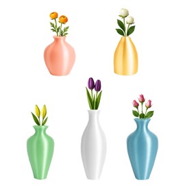 5PCS mini vase magnets - magnet vases for refrigerator - Cute Fridge Magnets for Flowers Refrigerator Decor Kitchen Home Gift for Plant Lovers