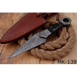 Damascus  Handmade Damascus Steel Dagger blade/knife with Bull Horn Handle & sheath MK139