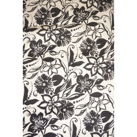 Cotton Voile Fabric  Ikat Print Floral Apparel Semi Sheer Dark Brown