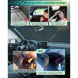 GAFAT Compatible with Q5 FY 2017-2025 / Q5 8R 2009-2016 Sun Protection Front Windscreen Inside, Q5 Windscreen Parasol Sun Visor, Cooling, UV Protection, Q5 Accessories