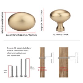 TUNNY 10 Pack Oval Ellipse Single Hole Cabinet Knob-Champagne Bronze Single Hole Furniture Hardware Knob for Bathroom Dresser Kitchen Cabinets Bedroom Cabinet Pull