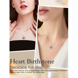 Heart Ruby Necklaces for Women s925 Sterling Silver Filament Celtic July Birthstone Pendant Necklace Anniversary Jewelry Valentine Mothers Day Christmas Birthday Gifts for Women Her Wife Girlfriend Mom Mother