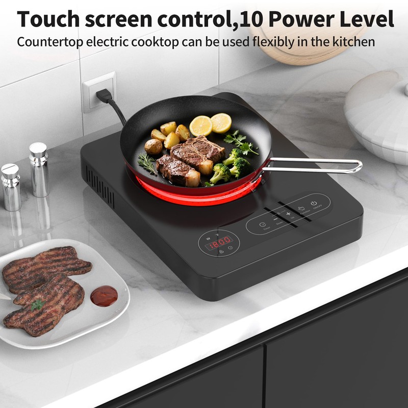 VBGK Single Burner Electric Cooktop,110V 1800W Electric Stove Top with