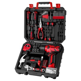 DEKOPRO 126-Piece Pink Household Tool Set with 8V Cordless Drill, Rechargeable Battery, All-in-One Compact Tools kit, Perfect Gift, Ideal for Home Repairs & DIY Projects screwdriver Springtok:_Gray