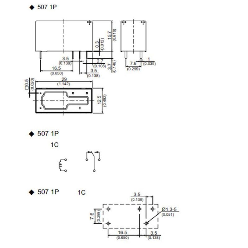 Printrelais 24V Song Chuan 507N-1CC-F-CE 24VDC 24VDC 17A 250V Change
