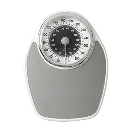 InstaTrack Large Dial Metal Analog Bathroom Scale with Silver Mat, Accurate Body Weight Measurements up to 330 Pounds, Large Display, Easy to Use, Battery Free, Silver