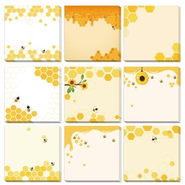 9 Pieces Bee Sticky Notes 3x3 Inch Cute Bee Note Pads Adesive Bee Memo Notes for School Office Home Supplies Students Teachers Gift