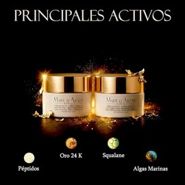Marie d'Argan Kit Facial Antiedad 5 Piezas, Crema De Día Y Noche Con Oro 24K, Sérum Tensor, Limpiador Facial De Champagne Y Cosmetiquera, Rutina Skincare Para Firmeza, Hidratación Y Luminosidad