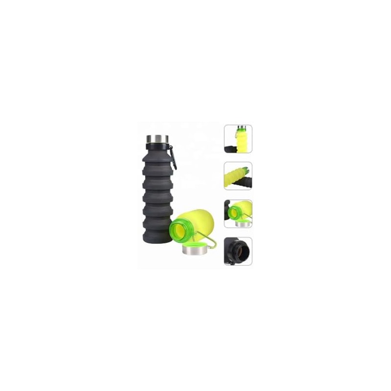 Botella de agua plegable de silicona congelable (negro)