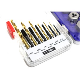 TIVOLY - 19-Piece High-Quality Set - Special Tapping, Threading, and Drilling with Accessories - for Use in Tough Steel - Sturdy Case