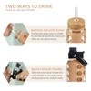 MUKOKO 32oz Glass Water Bottles with 2 Lids-Handle Spout Lid&Bamboo