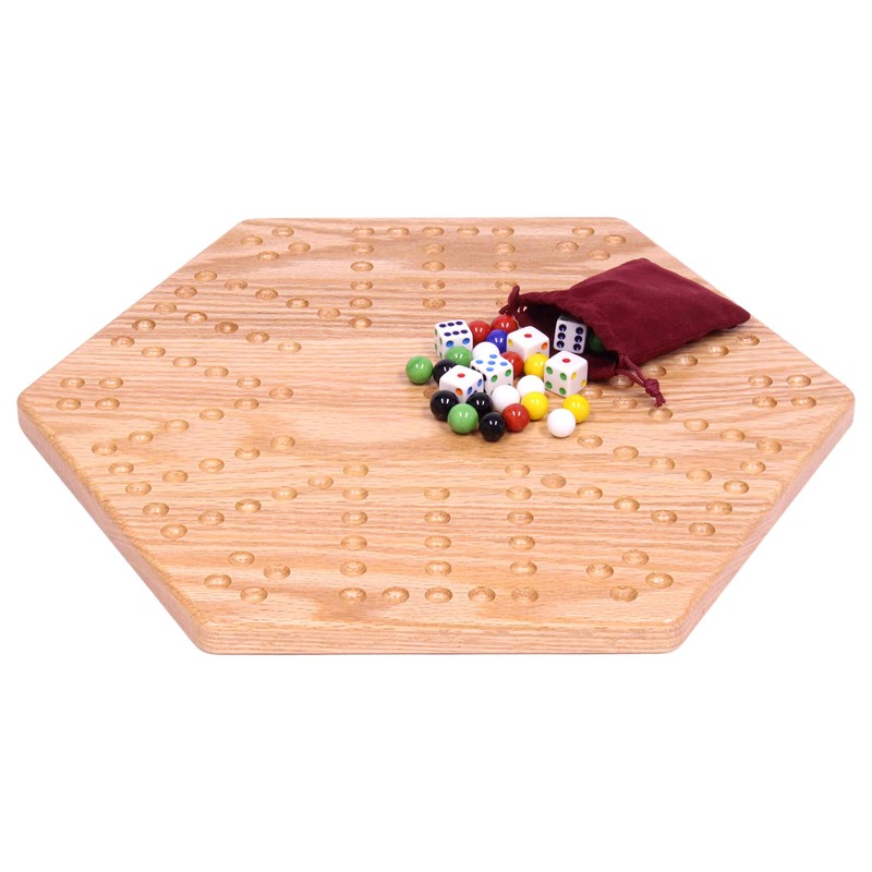 AmishToyBox.com Wooden Wahoo Marbles Game Board Set, Unpainted Holes, 16"