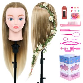 Neverland Beauty Mannequin Head with Hair, 20 Inch Cosmetology Manikin Practice Braiding Doll Head for Hair Styling, Training Head for Braiding Hairdressing for Kids