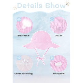 Zando Baby Sun Hat with Sunglasses UPF 50+ Outdoor Toddler Beach Hat Wide Brim Adjustable Baby Bucket Hat for Boys Girls 0-4T Pink 0-6 Months