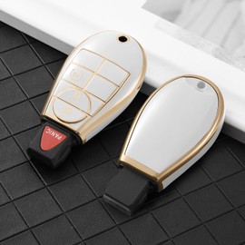 ELOHEI Key Fob Cover for Dodge, Premium Soft Full Protection Key Fob Case for 2013-2021 Dodge Ram 1500 2013-2018 Dodge Ram 2500 3500 4500 5500 Accessories,4 Buttons (White)