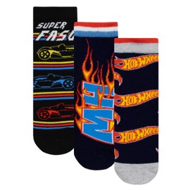 Hot Wheels Socks 3 Pack | Multipack Socks For Boys | Race Car Cotton Ankle Socks | Gifts For Boys | Black | 4-6