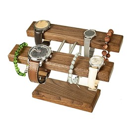 Uhrenhalter aus Nussbaumholz ‚Äì Handgefertigter Schmuckst√§nder f√ºr Armbanduhren & Armschmuck ‚Äì Edler Uhrenst√§nder mit Edelstahl ‚Äì Hochwertige Verarbeitung ‚Äì