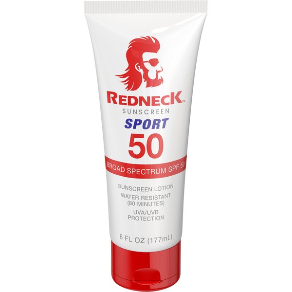 Redneck Sunscreen 6 Oz SPF 50 Sport Lotion Water/Sweat Resistant Reef Friendly, Non-irritating