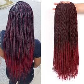 7Packs/Lot Box Braids Crochet Hair Extensions Pre looped Crochet Hair Crochet Braids Box Braid Crochet Hair Crochet Braids Hair for Black Women (22Inch(Pack of 7), #T-bug)