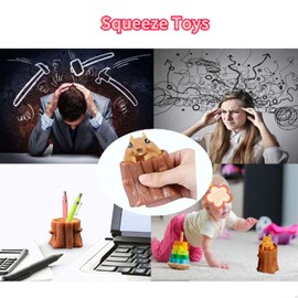 2 PCS Set Squeeze Squirrel Toys Decompression Evil Squirrel Cup, Sensory Fidget Toys, Squishes Toy Stress Relief for Kids & Adult Tricky Funny Squeeze Toys