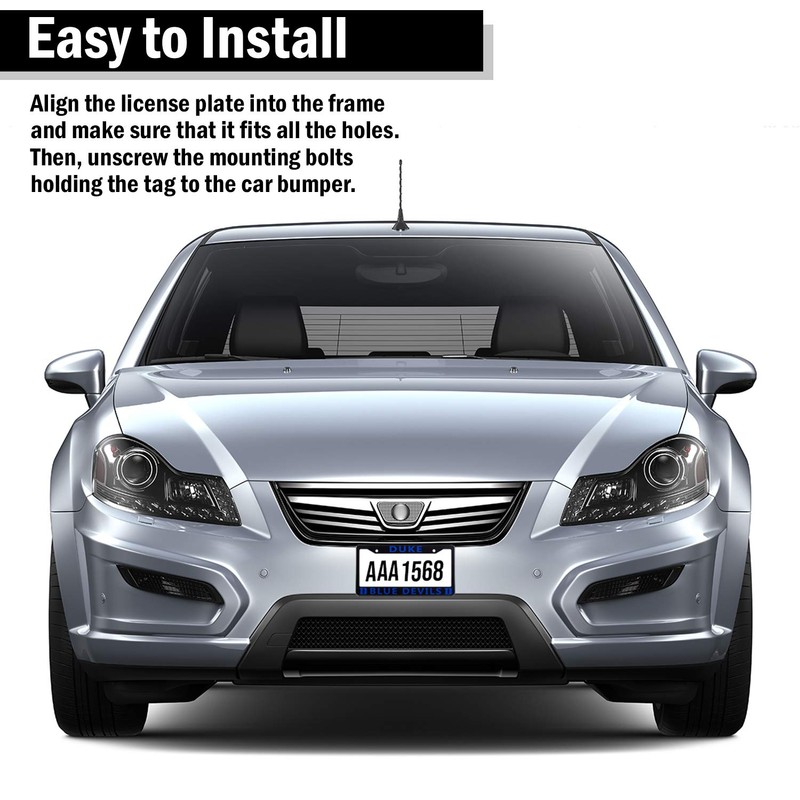 EliteAuto3K Duke Blue Devils License Plate Frame Cover – Black