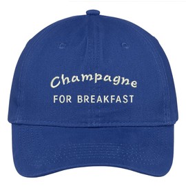 Trendy Apparel Shop Champagne for Breakfast Embroidered Cap Premium Cotton Dad Hat - Royal