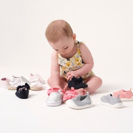 Gerber Baby Newborn Infant Girls Ballet Crib Shoe, Black Bow, 3 6 Months