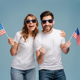 Brosash American Flag Sunglasses - UV Protective Patriotic Eyewear for Men & Women - Stylish Lightweight Frame Sunglasses for 4th of July Celebrations Independence Day